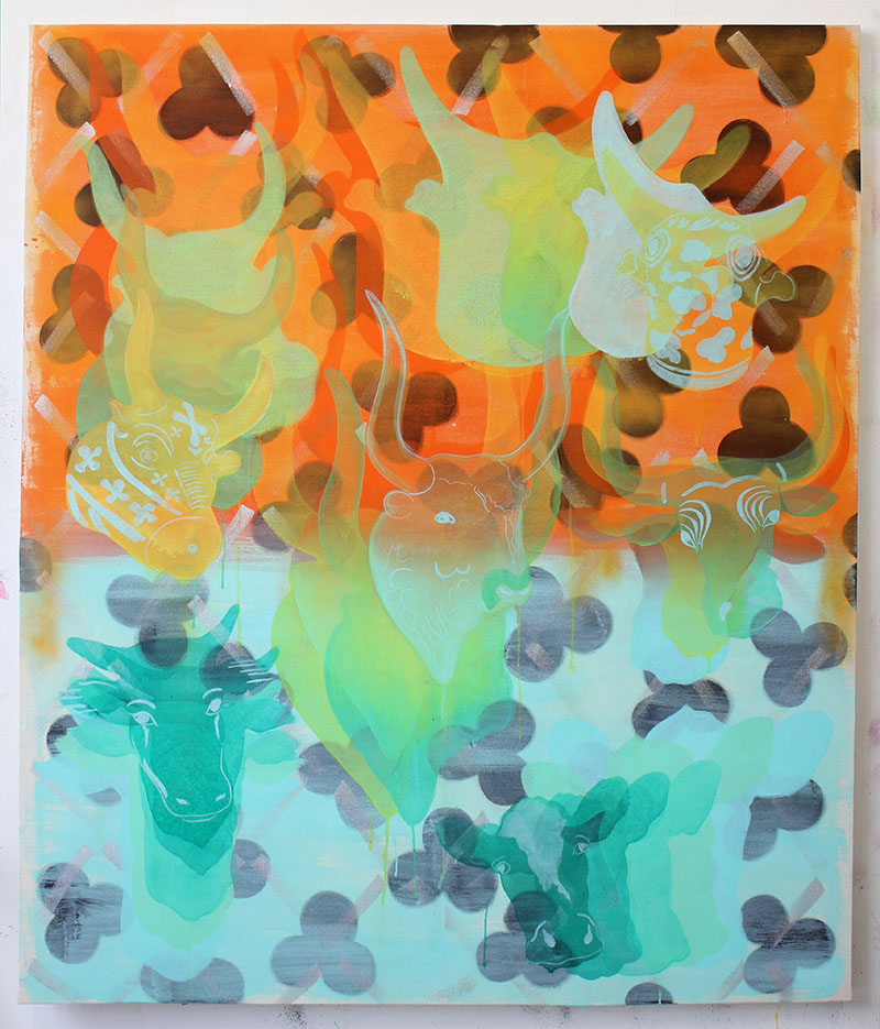 Amy Cochrane - Minoan to Friesan Cow Pattern Painting - 2016 - Acrylic on Canvas - 170x145cm